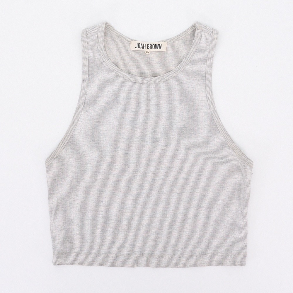 Joah Brown Heather Gray Cropped Tank Ribbed Racerback
